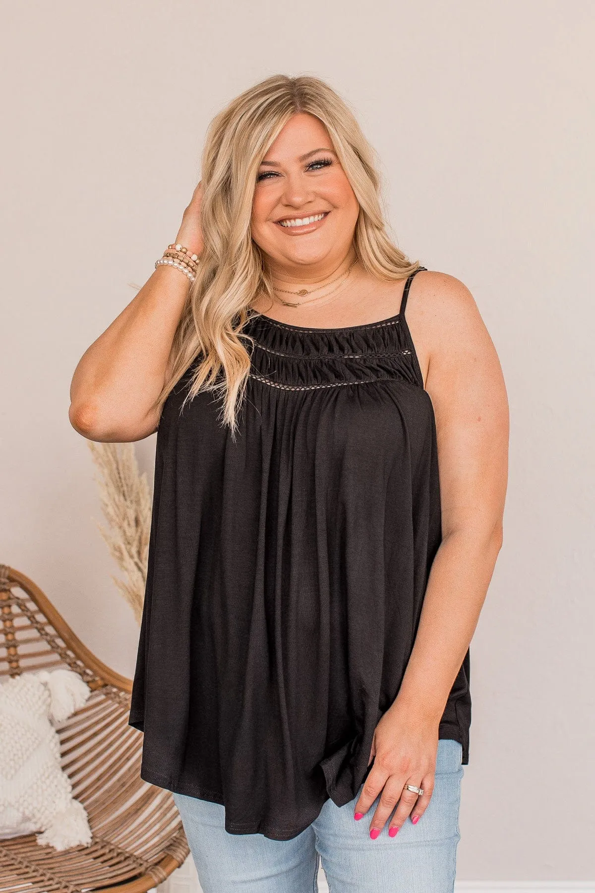 Festival Memories Crochet Tank- Black