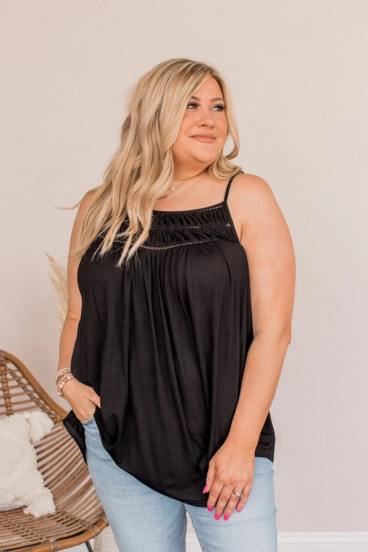 Festival Memories Crochet Tank- Black