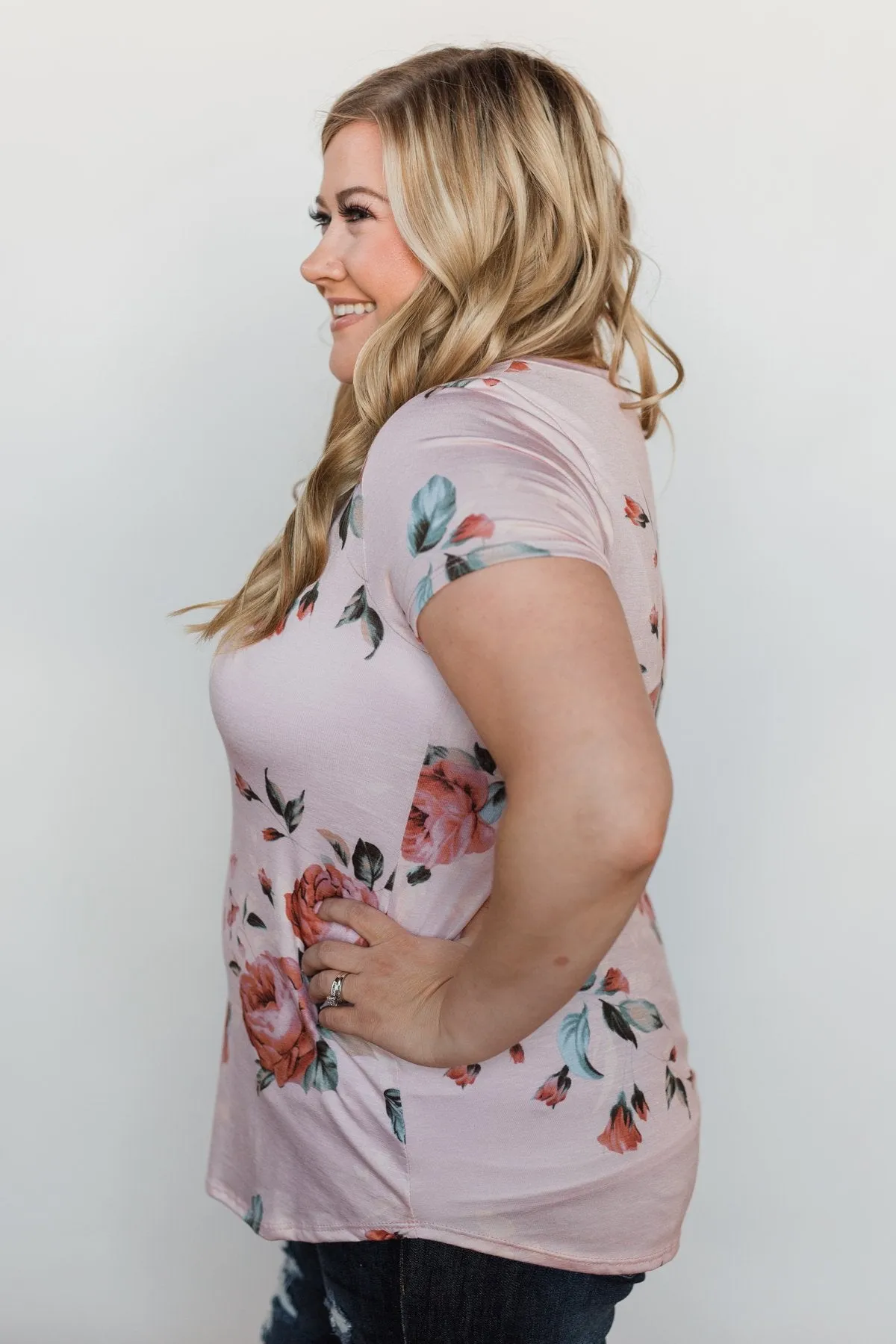 Floral Melody Short Sleeve Top - Blush