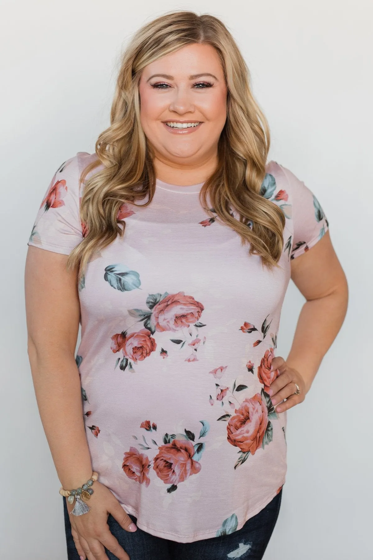 Floral Melody Short Sleeve Top - Blush