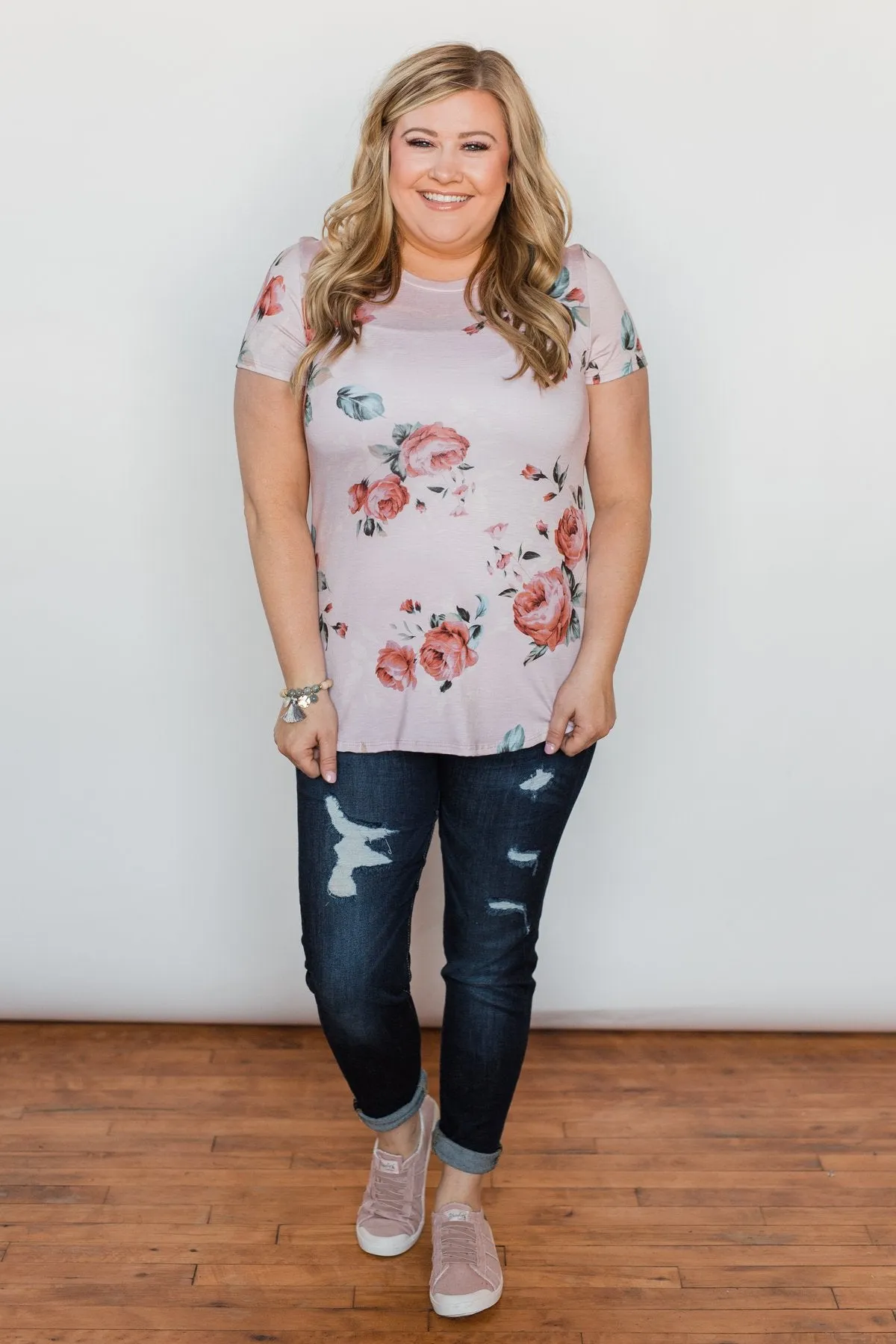 Floral Melody Short Sleeve Top - Blush