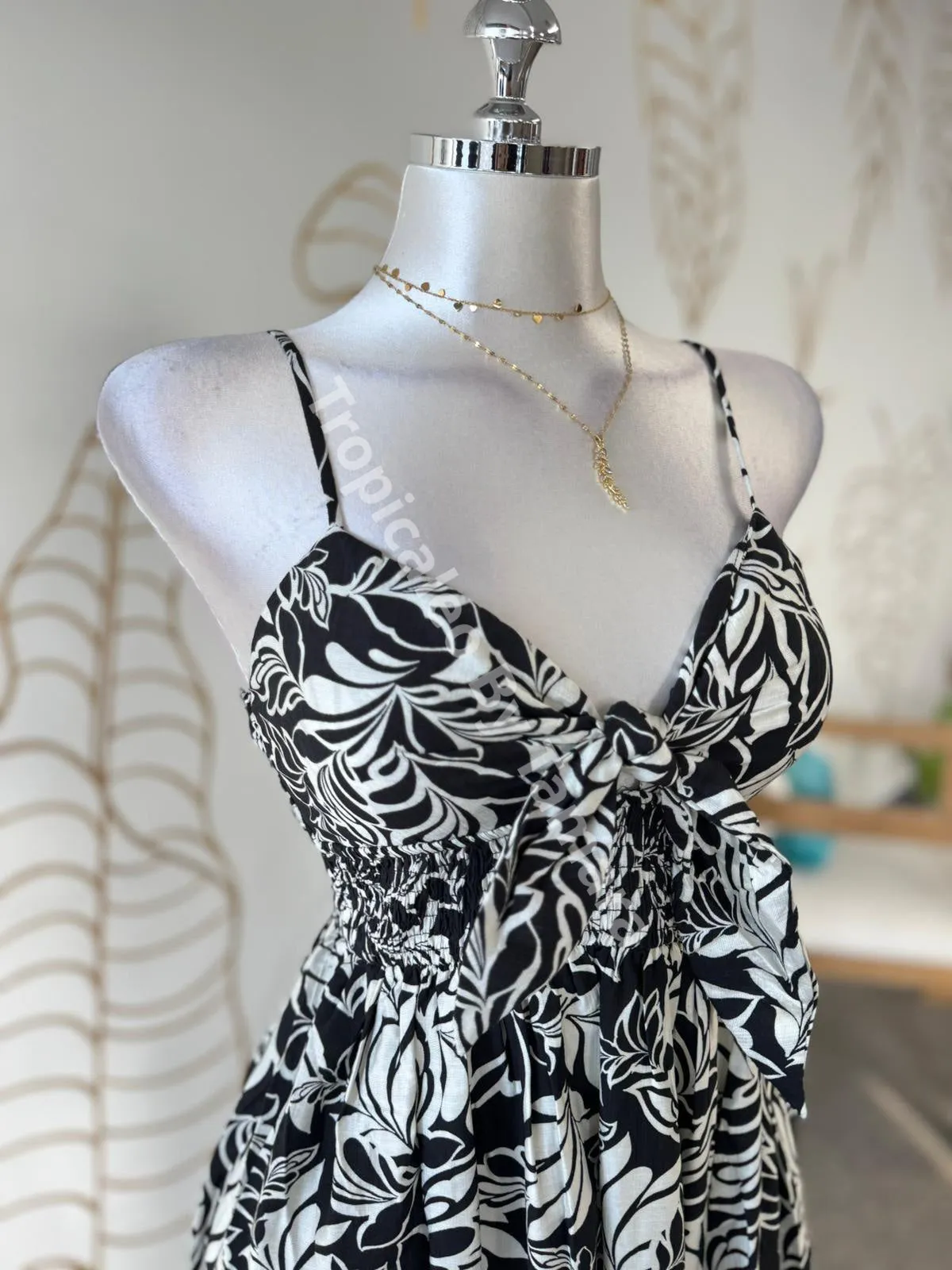 Floral Print Front Tie Midi Dress
