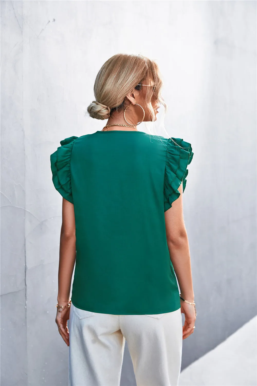 Flutter Sleeve V-Neck Top