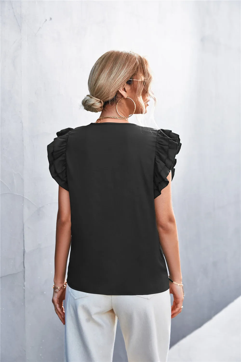 Flutter Sleeve V-Neck Top