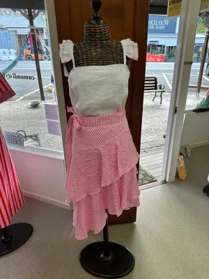 Francesca Skirt - Pink & White Stripe
