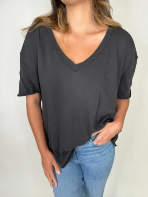 Free People Nina V Tee Black