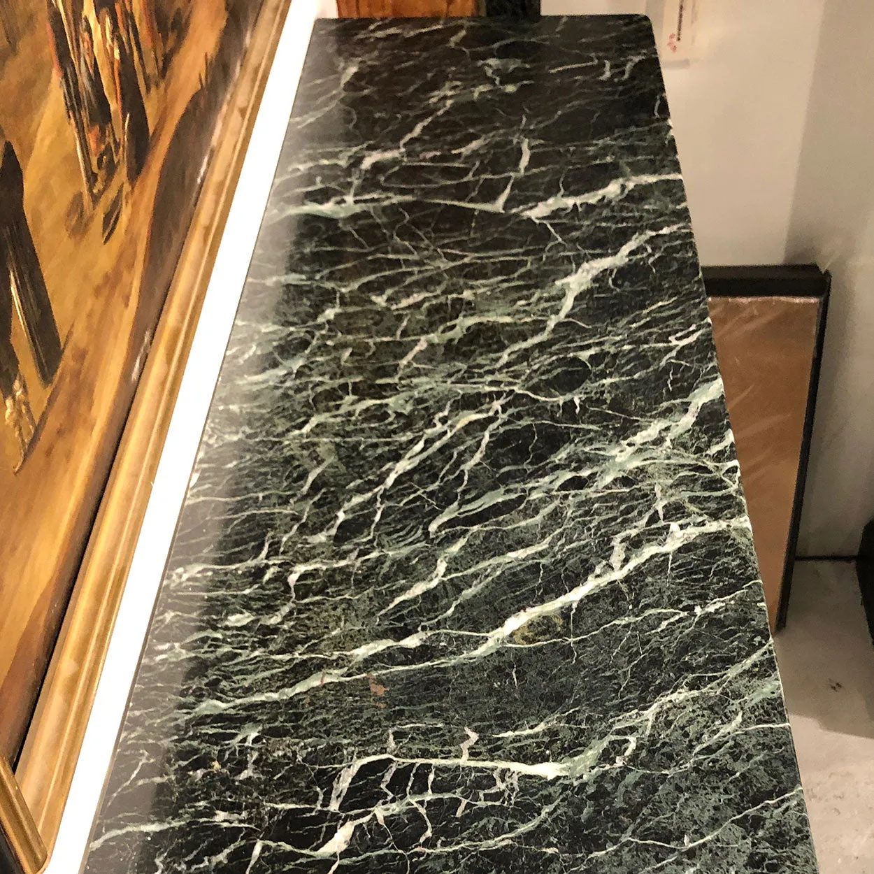 French Napoleon III Verde Antico Marble Fireplace Surround