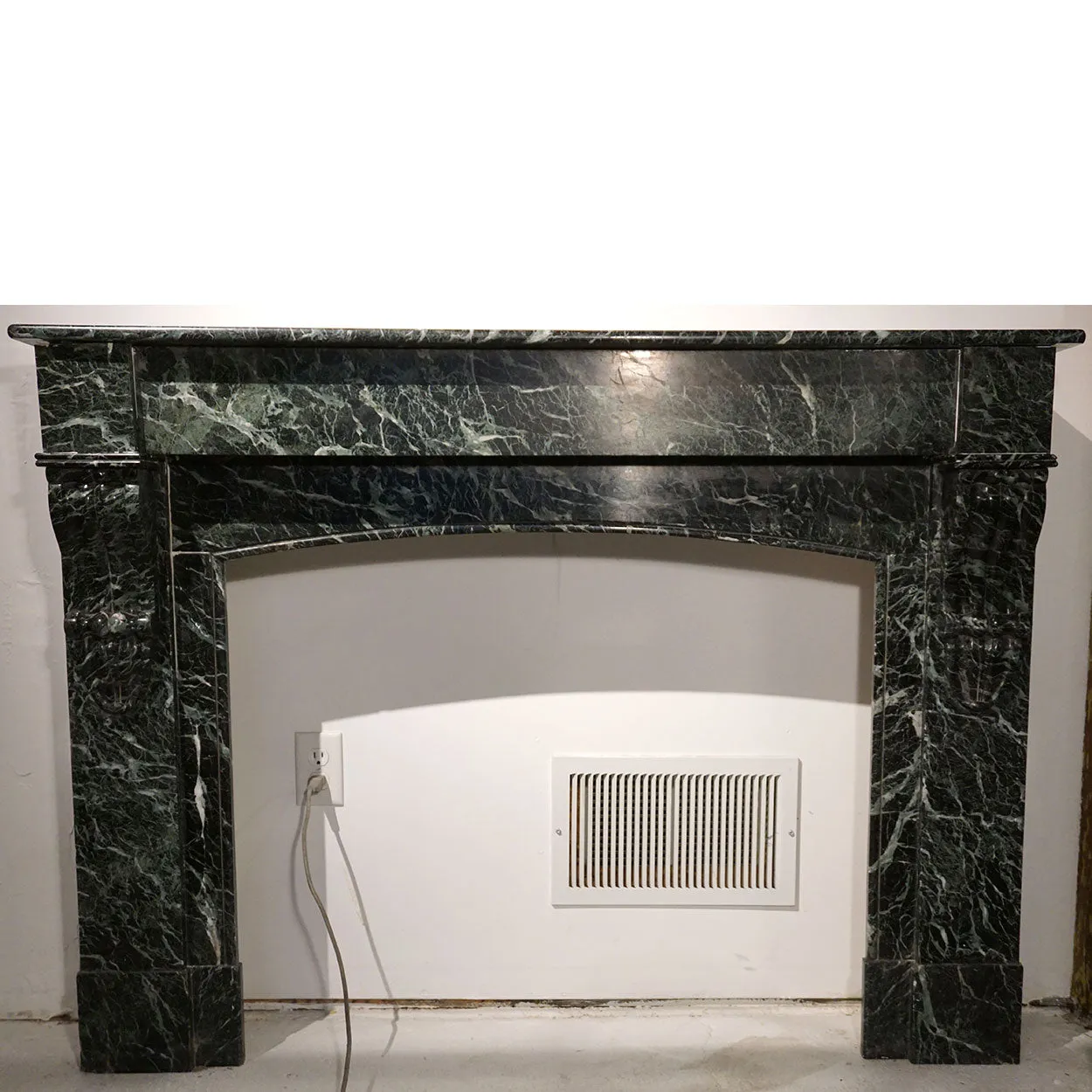French Napoleon III Verde Antico Marble Fireplace Surround
