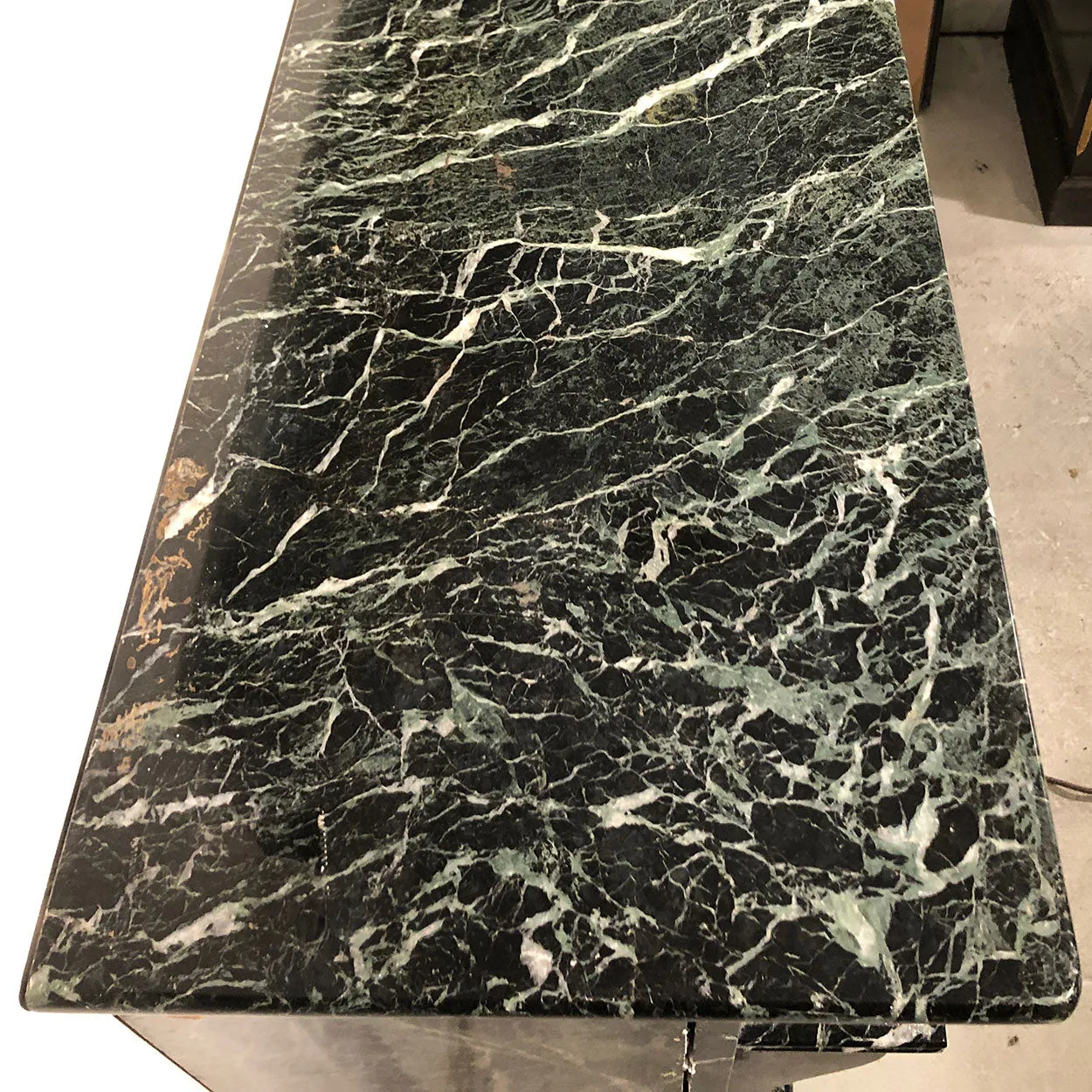 French Napoleon III Verde Antico Marble Fireplace Surround