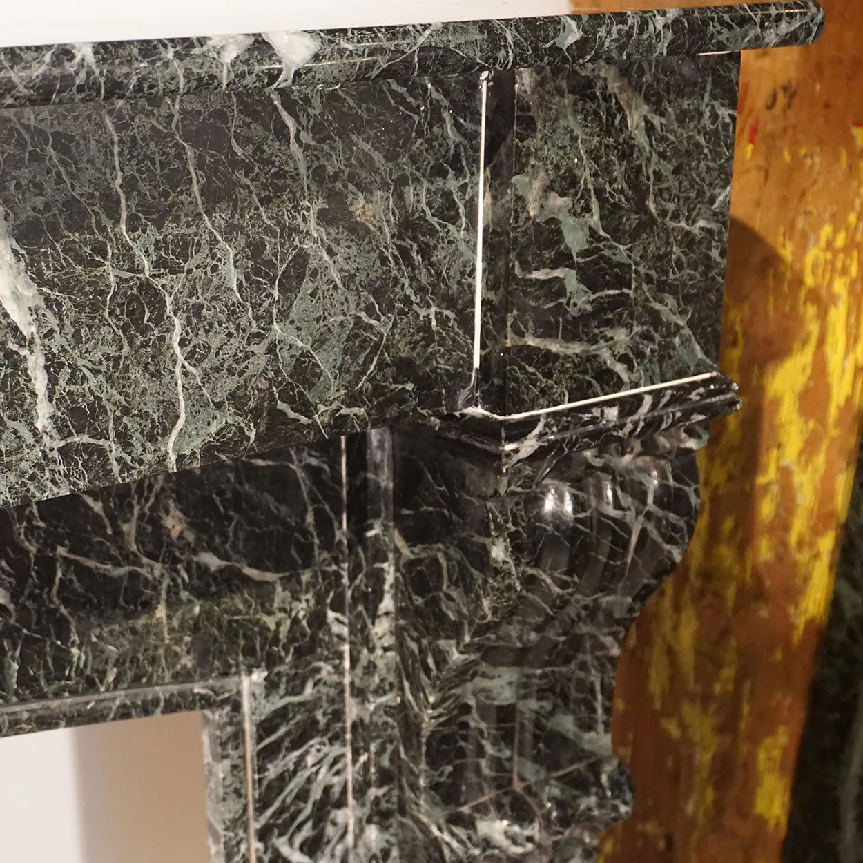French Napoleon III Verde Antico Marble Fireplace Surround