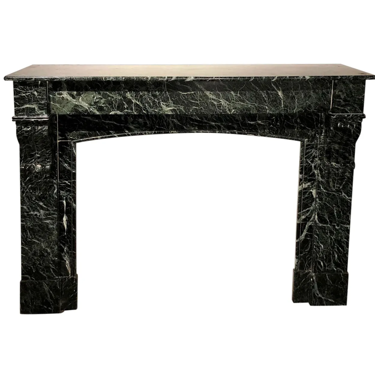 French Napoleon III Verde Antico Marble Fireplace Surround