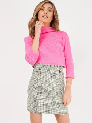 Gingham Check Paper Bag Waist Skirt