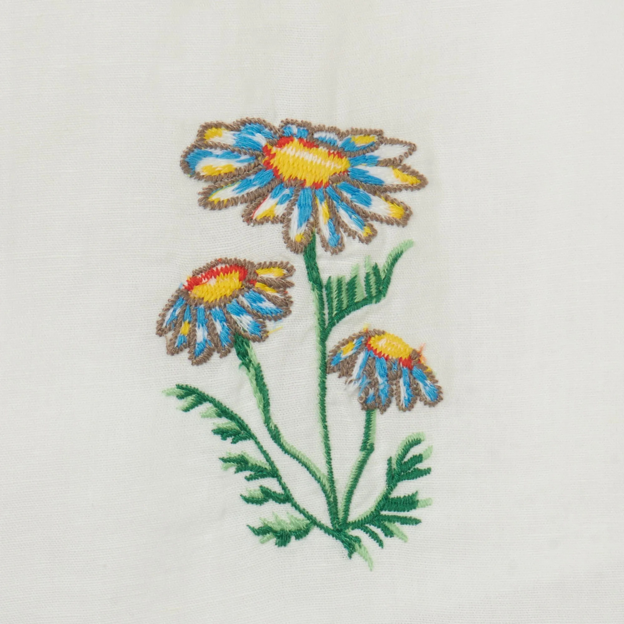 GIRL SS COTTON LINEN DRESS WITH FLOWERS EMBRO