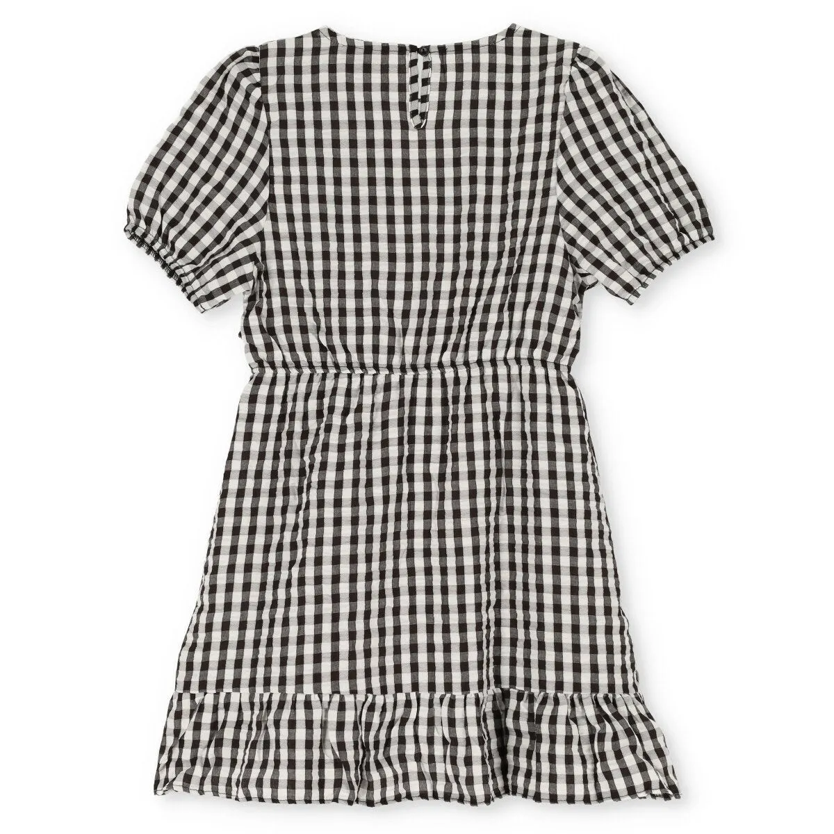 Girls Check Wrap Dress - Black/White