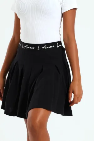Girls Expo Elastic Pleated Skirt - Black