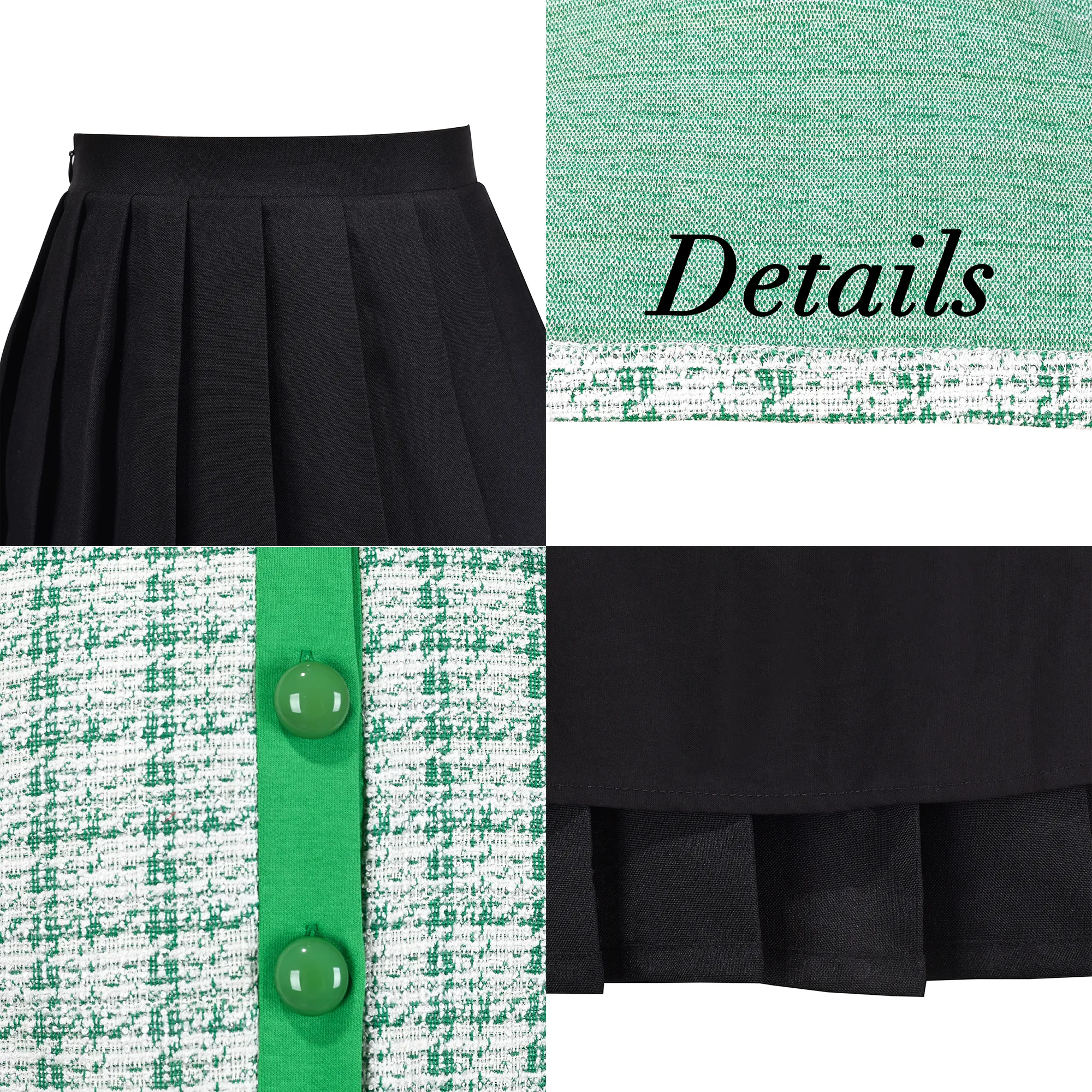 Girls Outfit Set 2 Piece Plaid Knit Cardigan Pleated Skirt Size 6-10 Years