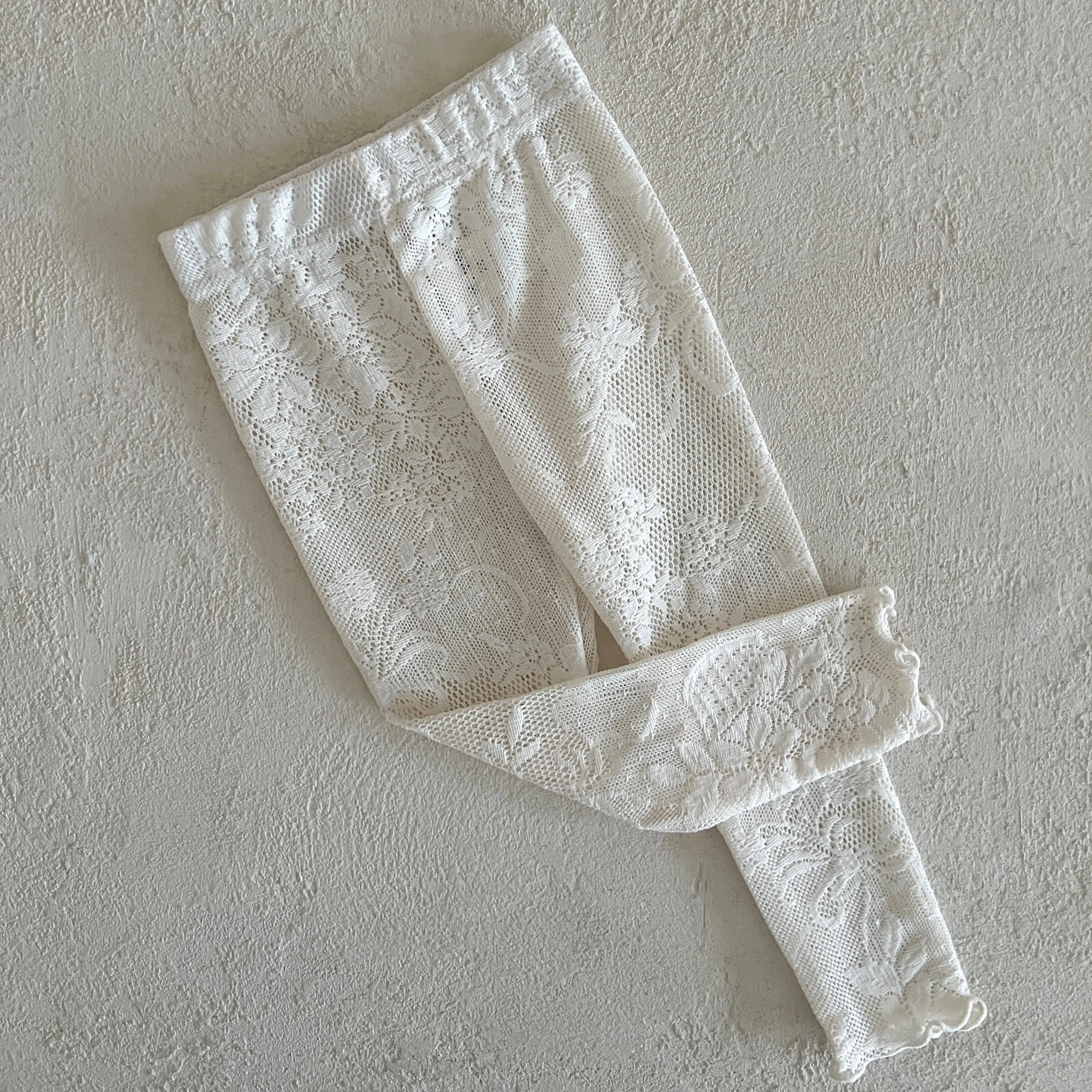 Girls Pretty in Lace Leggings- Cream