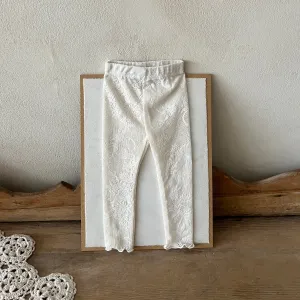 Girls Pretty in Lace Leggings- Cream