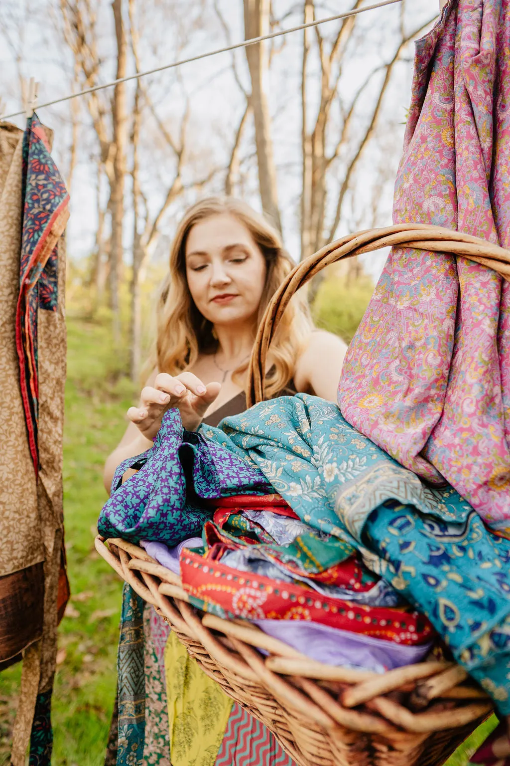 Goddess/Tea Length Up-Cycled Reversible Sari Wrap Skirt #56