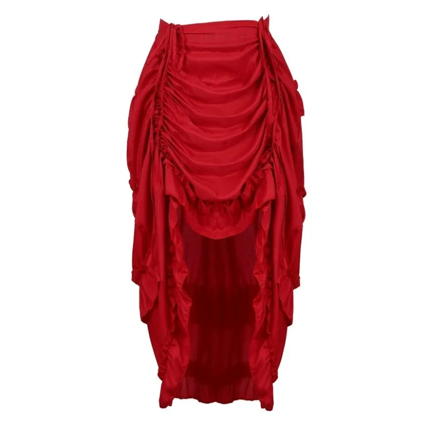Gothic Steampunk IrregularPleated Long Skirt High Low Skirts Adult Party Sexy Dance Skirt Match Corset Pirate Costume Plus Size