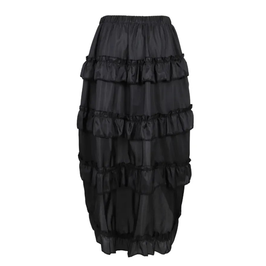 Gothic Steampunk IrregularPleated Long Skirt High Low Skirts Adult Party Sexy Dance Skirt Match Corset Pirate Costume Plus Size