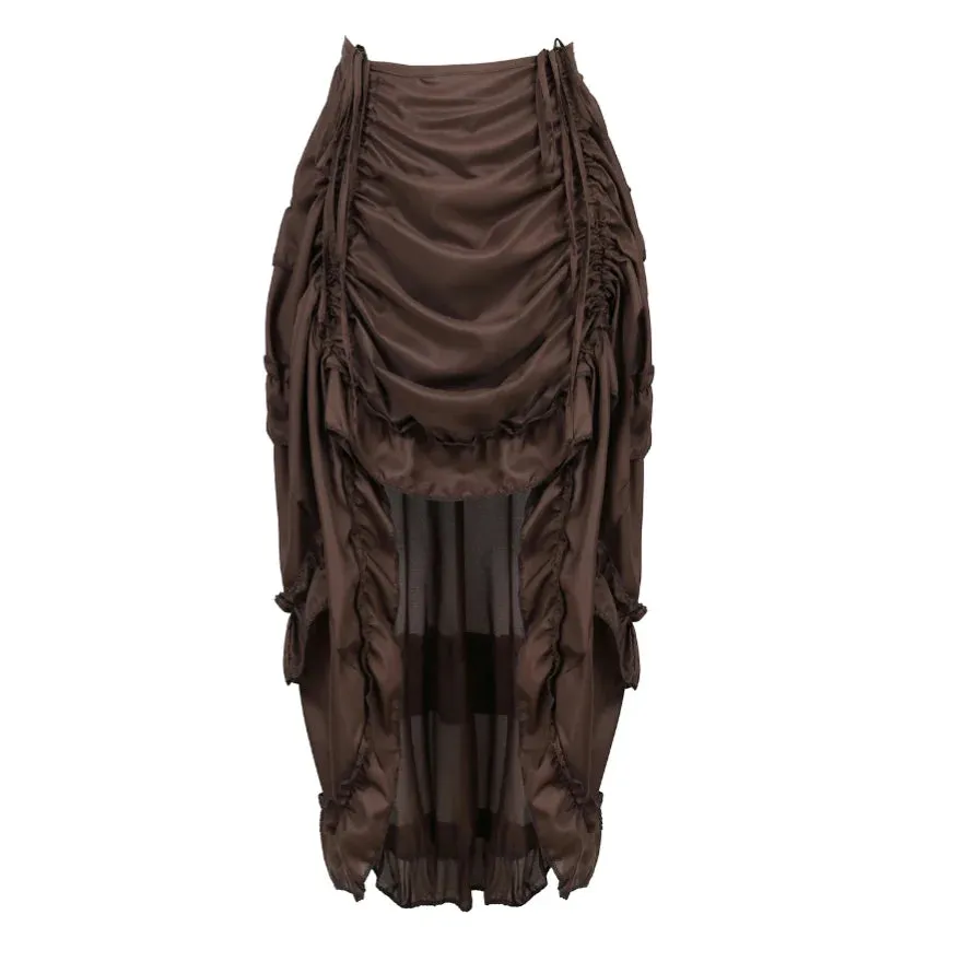 Gothic Steampunk IrregularPleated Long Skirt High Low Skirts Adult Party Sexy Dance Skirt Match Corset Pirate Costume Plus Size
