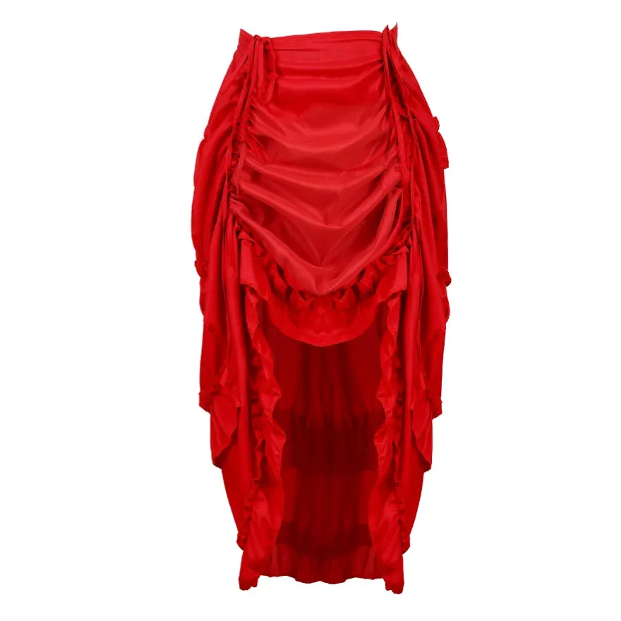 Gothic Steampunk IrregularPleated Long Skirt High Low Skirts Adult Party Sexy Dance Skirt Match Corset Pirate Costume Plus Size