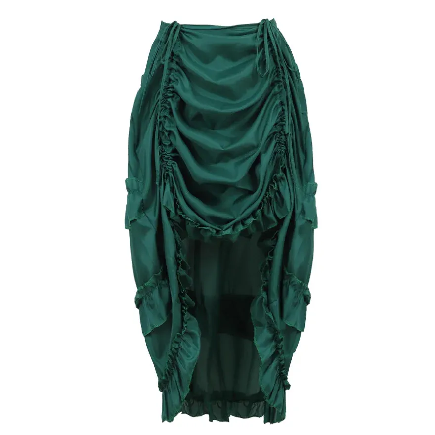 Gothic Steampunk IrregularPleated Long Skirt High Low Skirts Adult Party Sexy Dance Skirt Match Corset Pirate Costume Plus Size