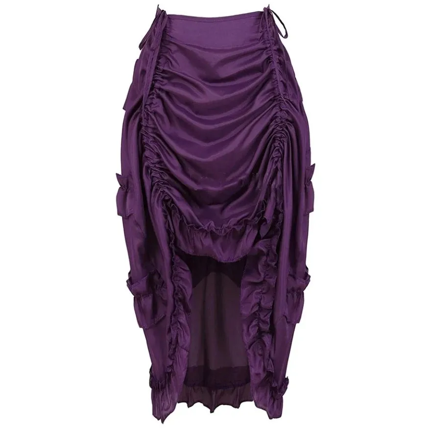 Gothic Steampunk IrregularPleated Long Skirt High Low Skirts Adult Party Sexy Dance Skirt Match Corset Pirate Costume Plus Size