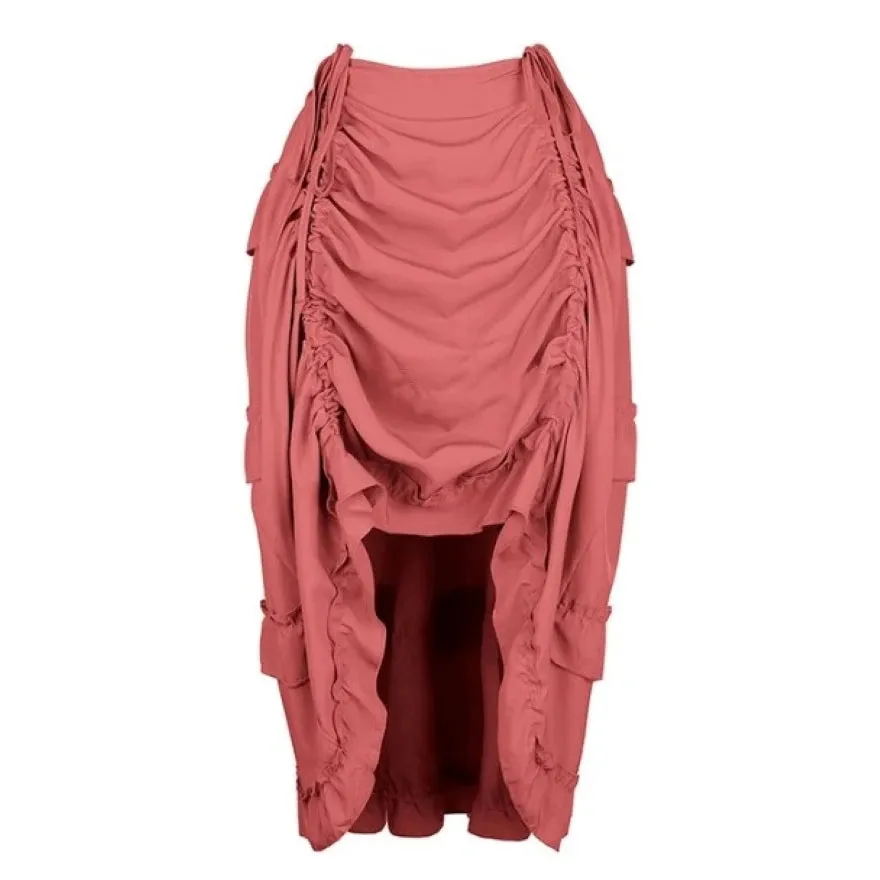 Gothic Steampunk IrregularPleated Long Skirt High Low Skirts Adult Party Sexy Dance Skirt Match Corset Pirate Costume Plus Size