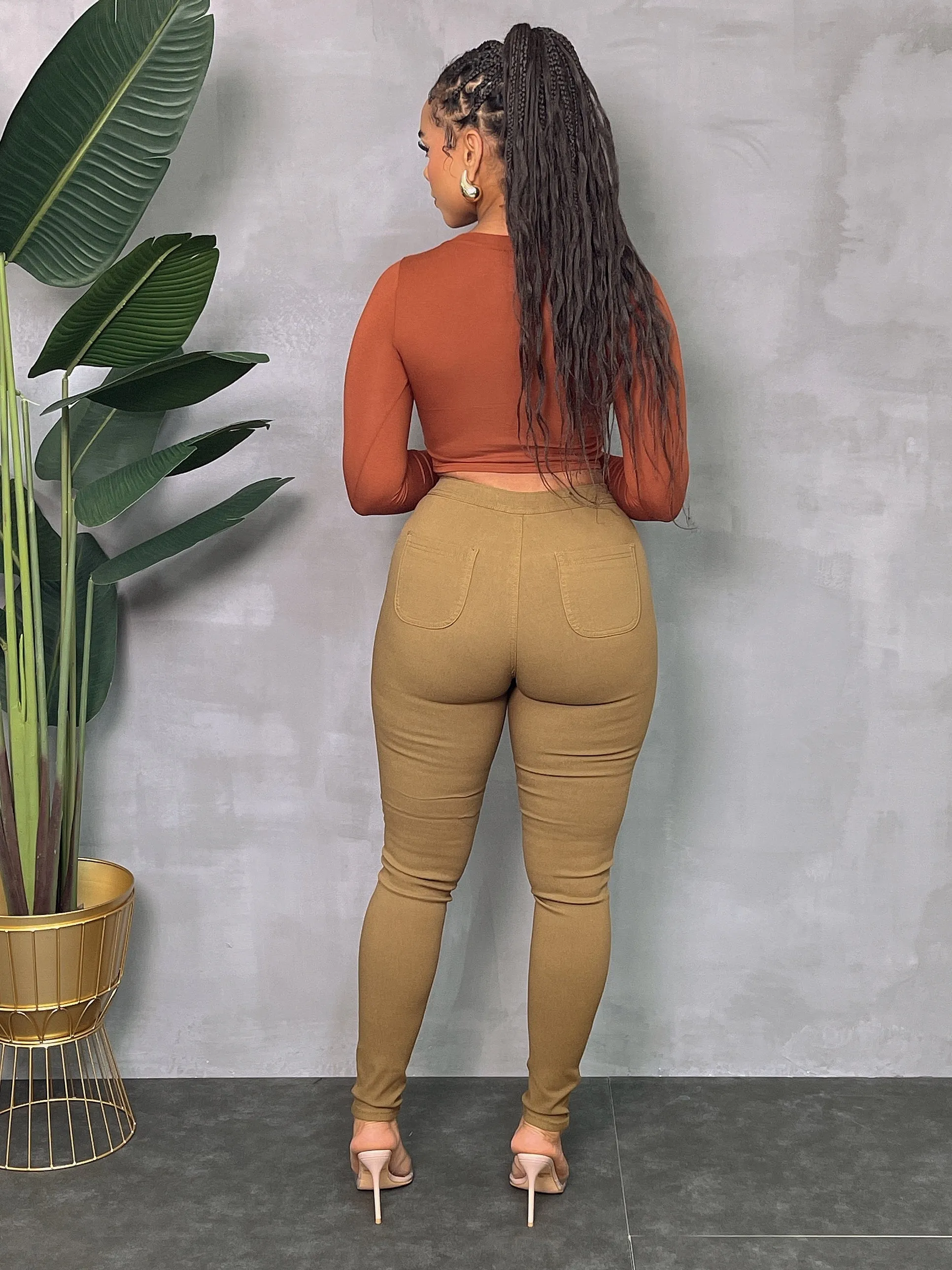 GP2101XP-High Waist Stretch Pants(PLUS)