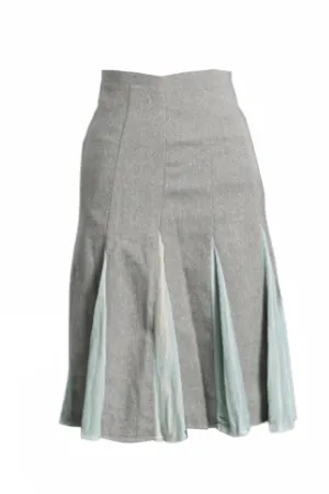 Green Tweed Knee Length Skirt