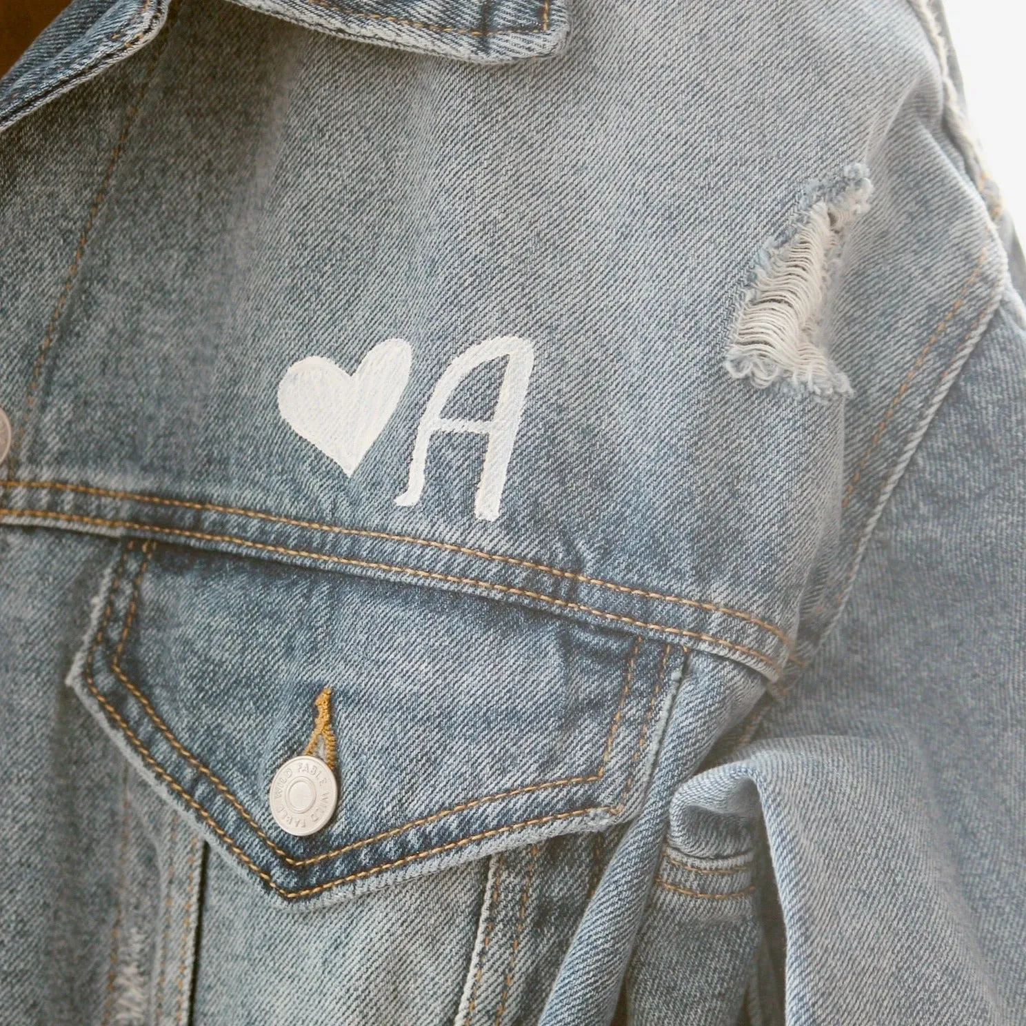Hand Painted Bridal Wedding Denim Jacket