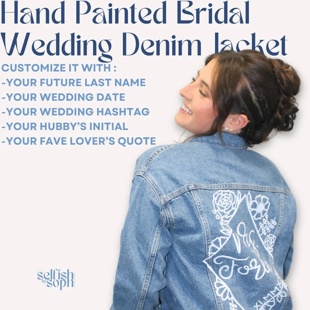 Hand Painted Bridal Wedding Denim Jacket
