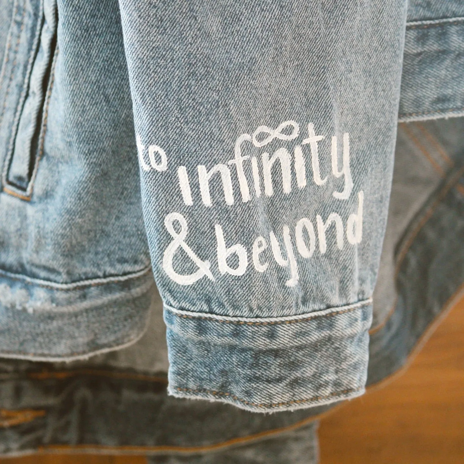 Hand Painted Bridal Wedding Denim Jacket