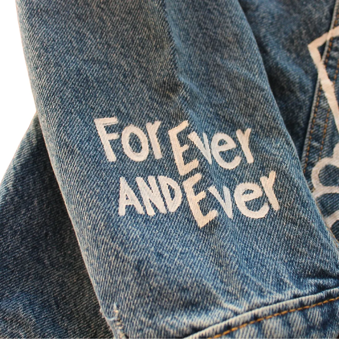 Hand Painted Bridal Wedding Denim Jacket