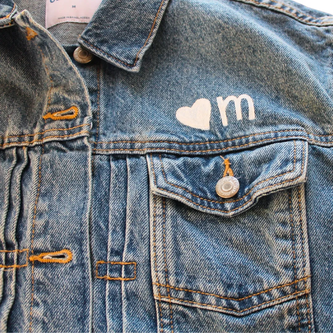 Hand Painted Bridal Wedding Denim Jacket