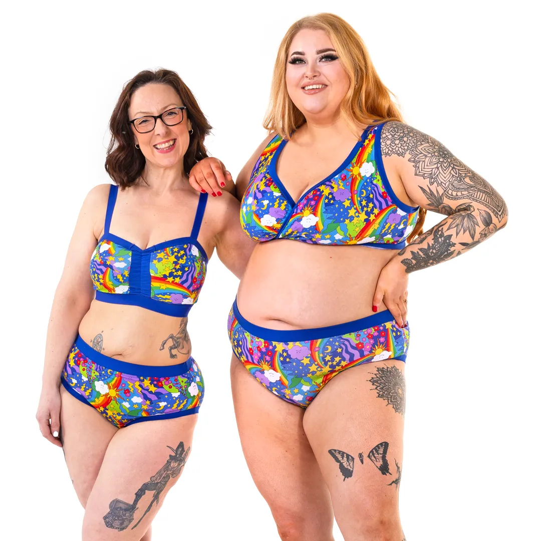 High Rise Briefs - Retro Rainbows