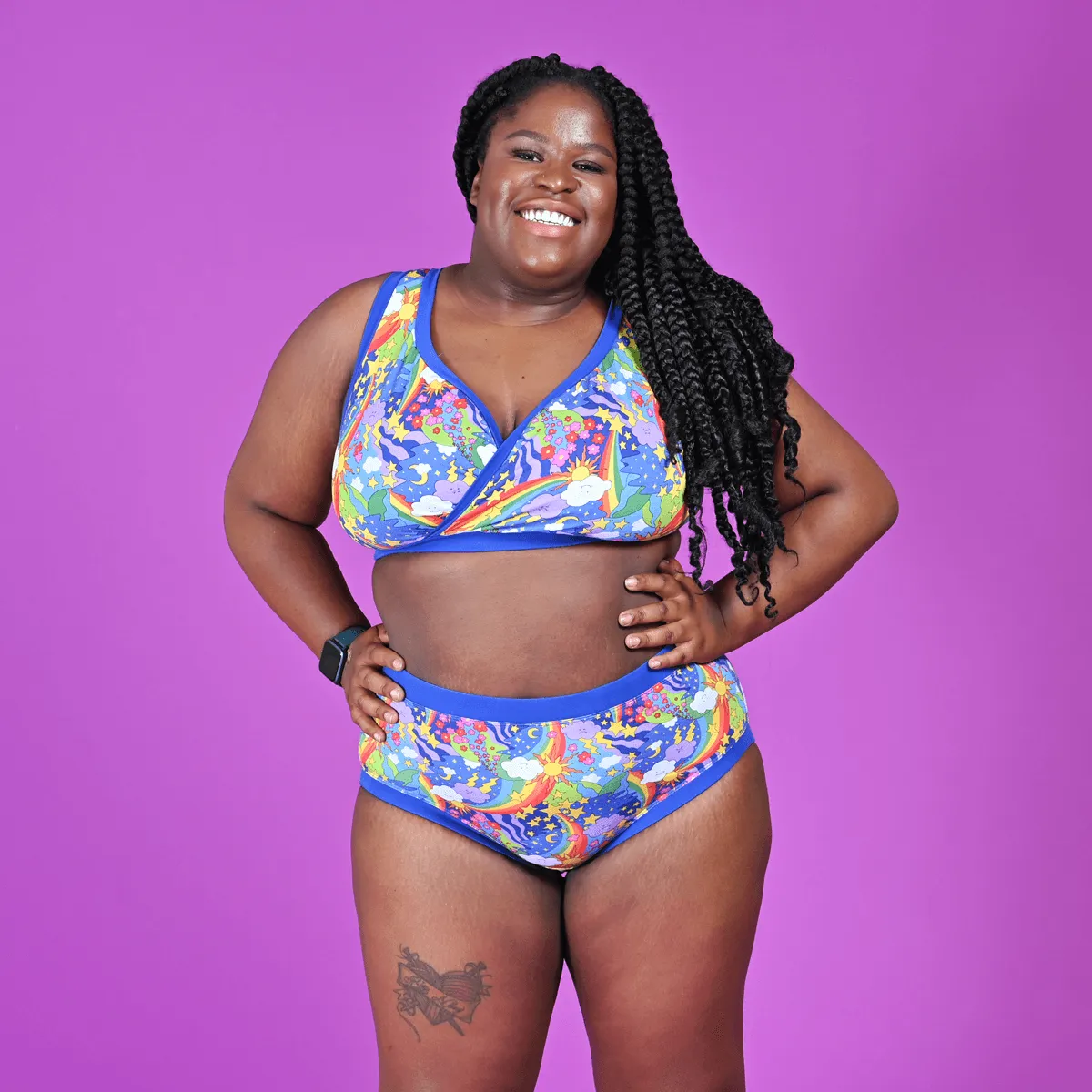 High Rise Briefs - Retro Rainbows