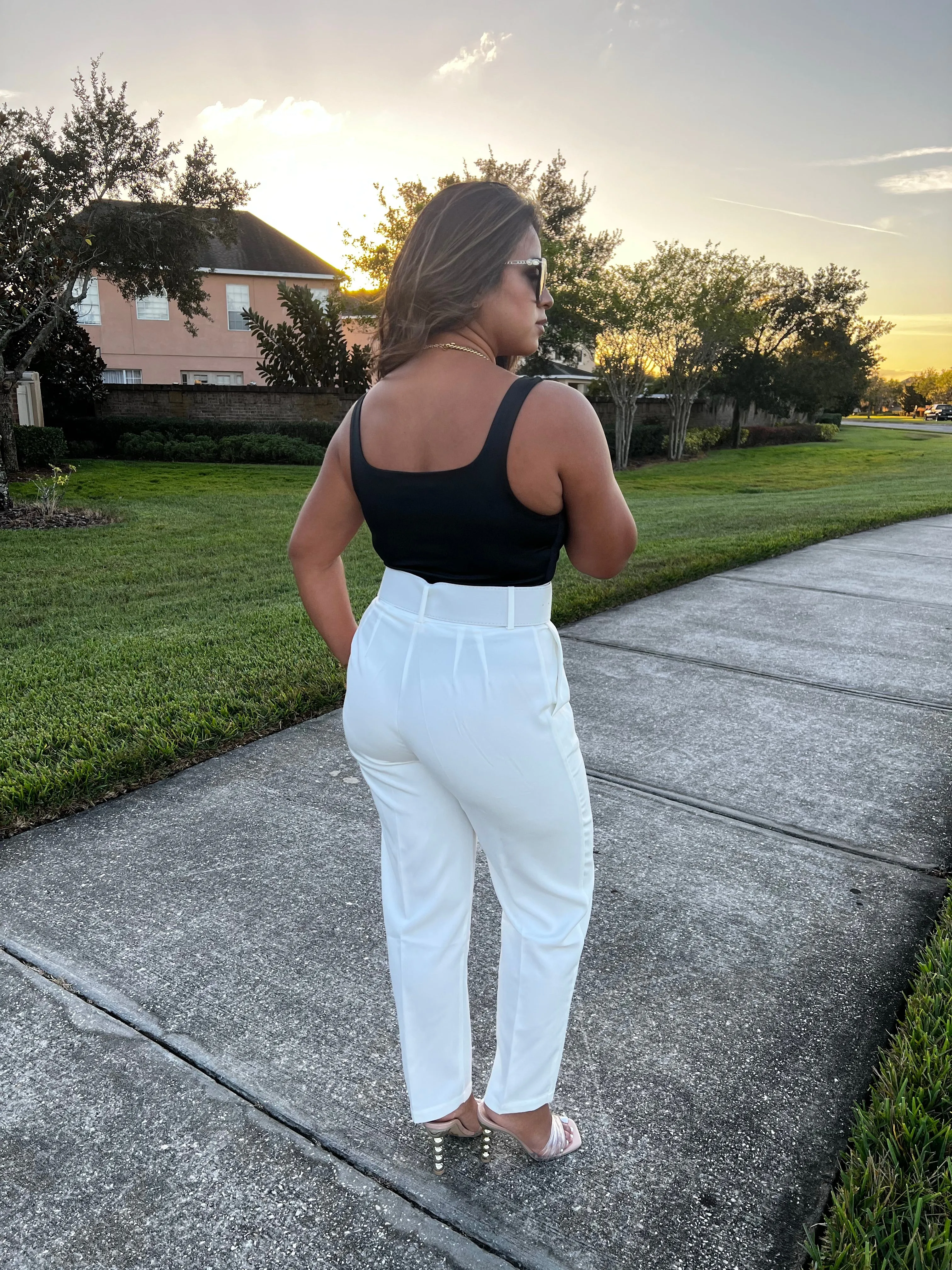 High Waisted Belted Pants