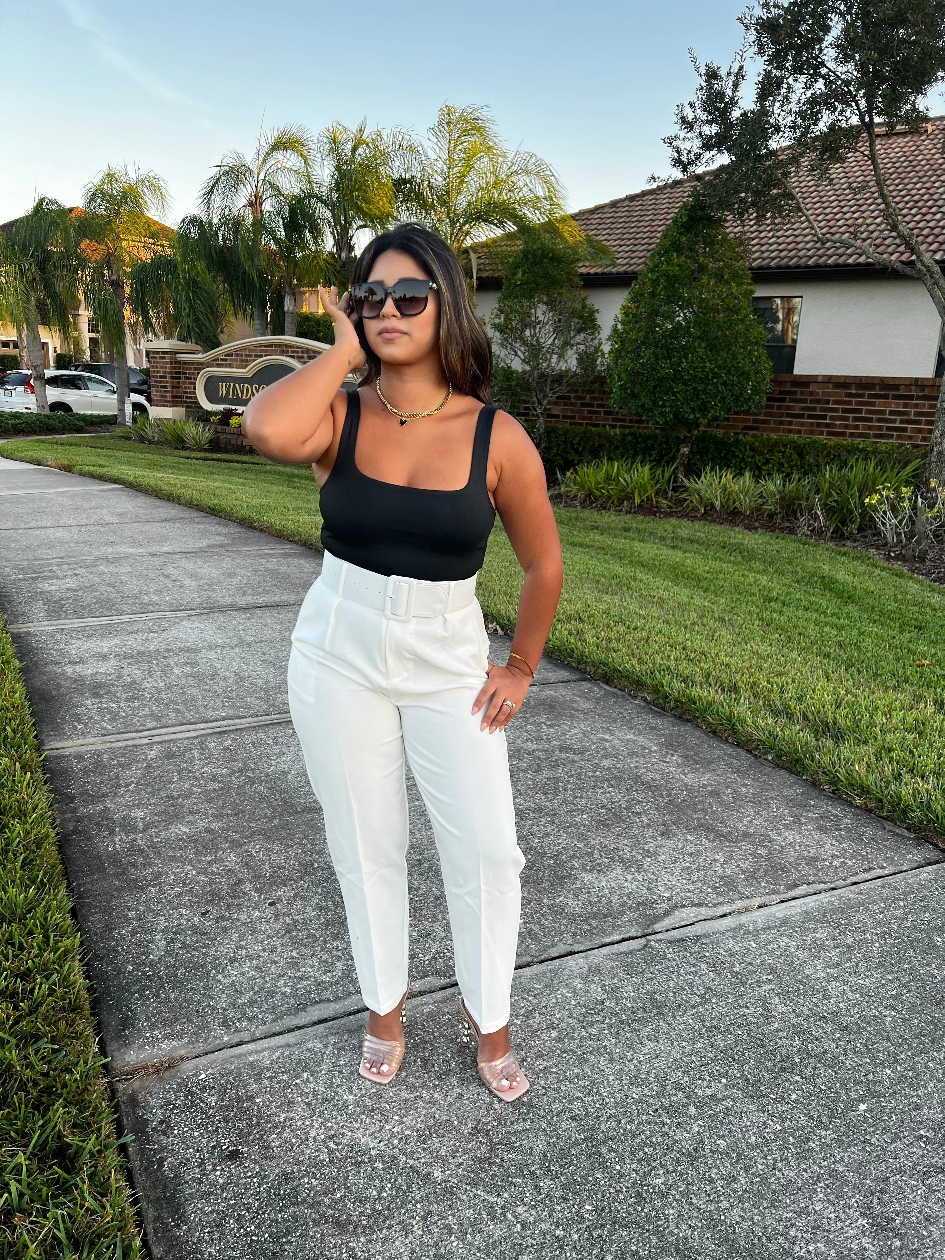 High Waisted Belted Pants