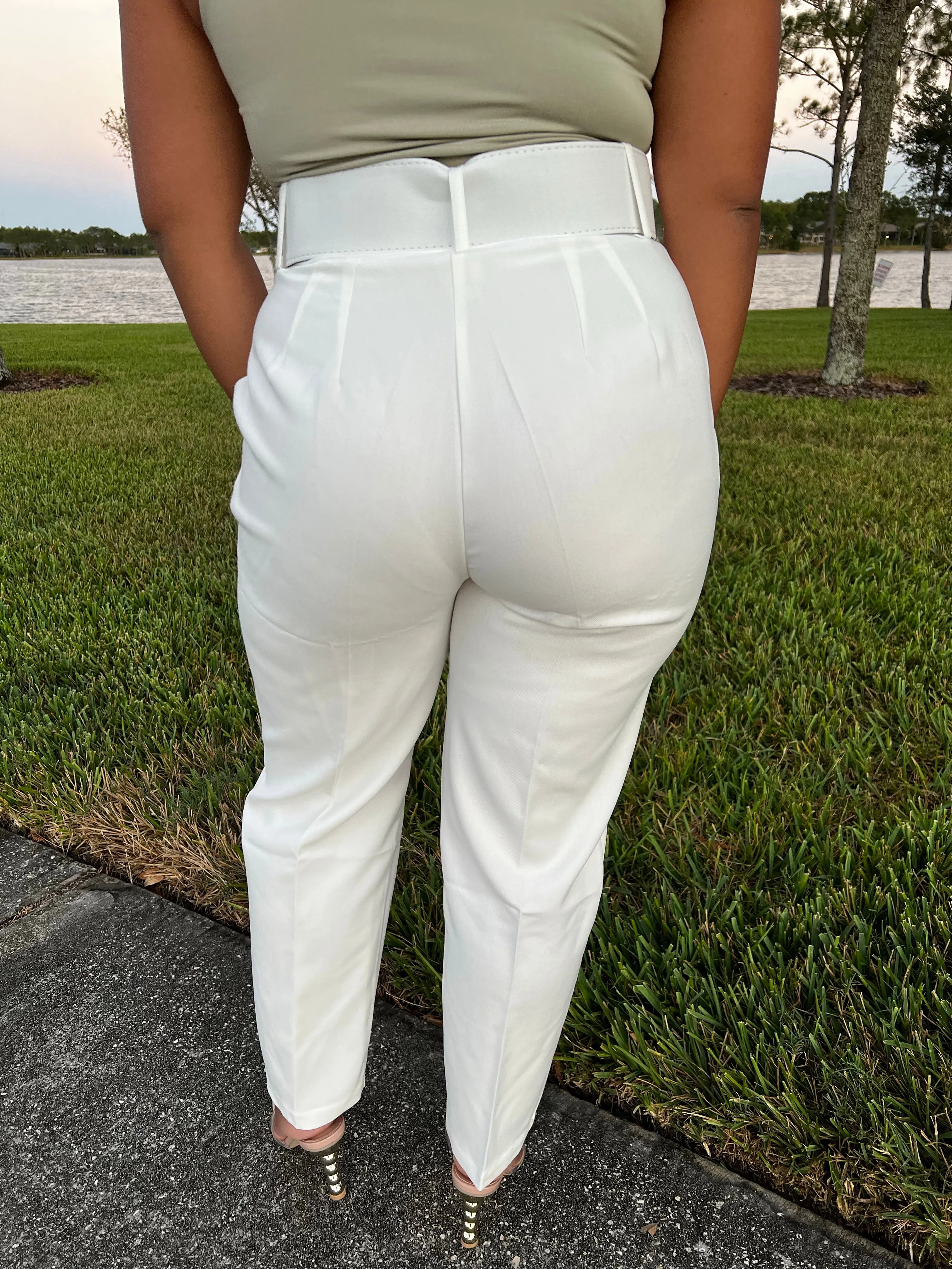 High Waisted Belted Pants