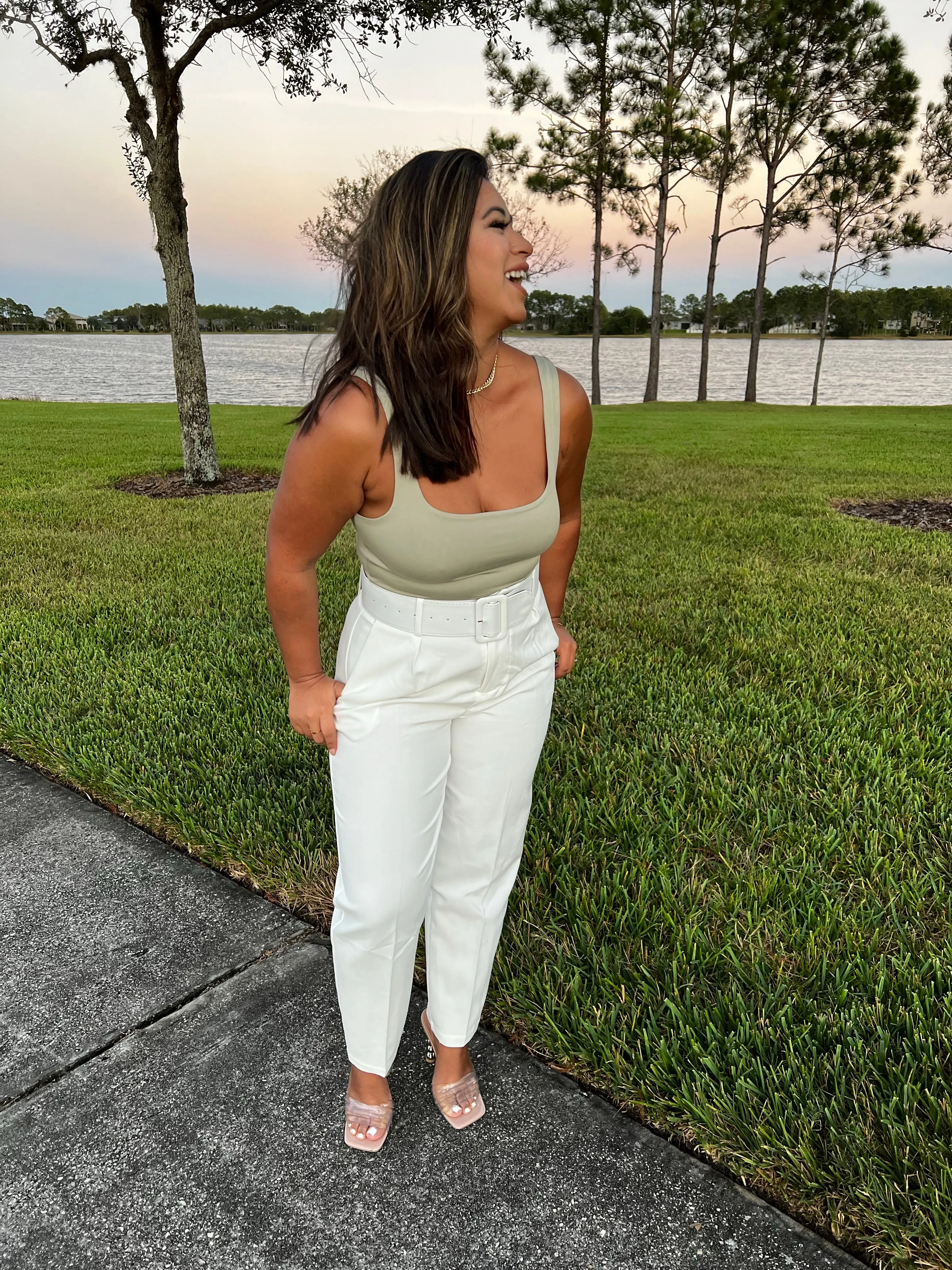 High Waisted Belted Pants