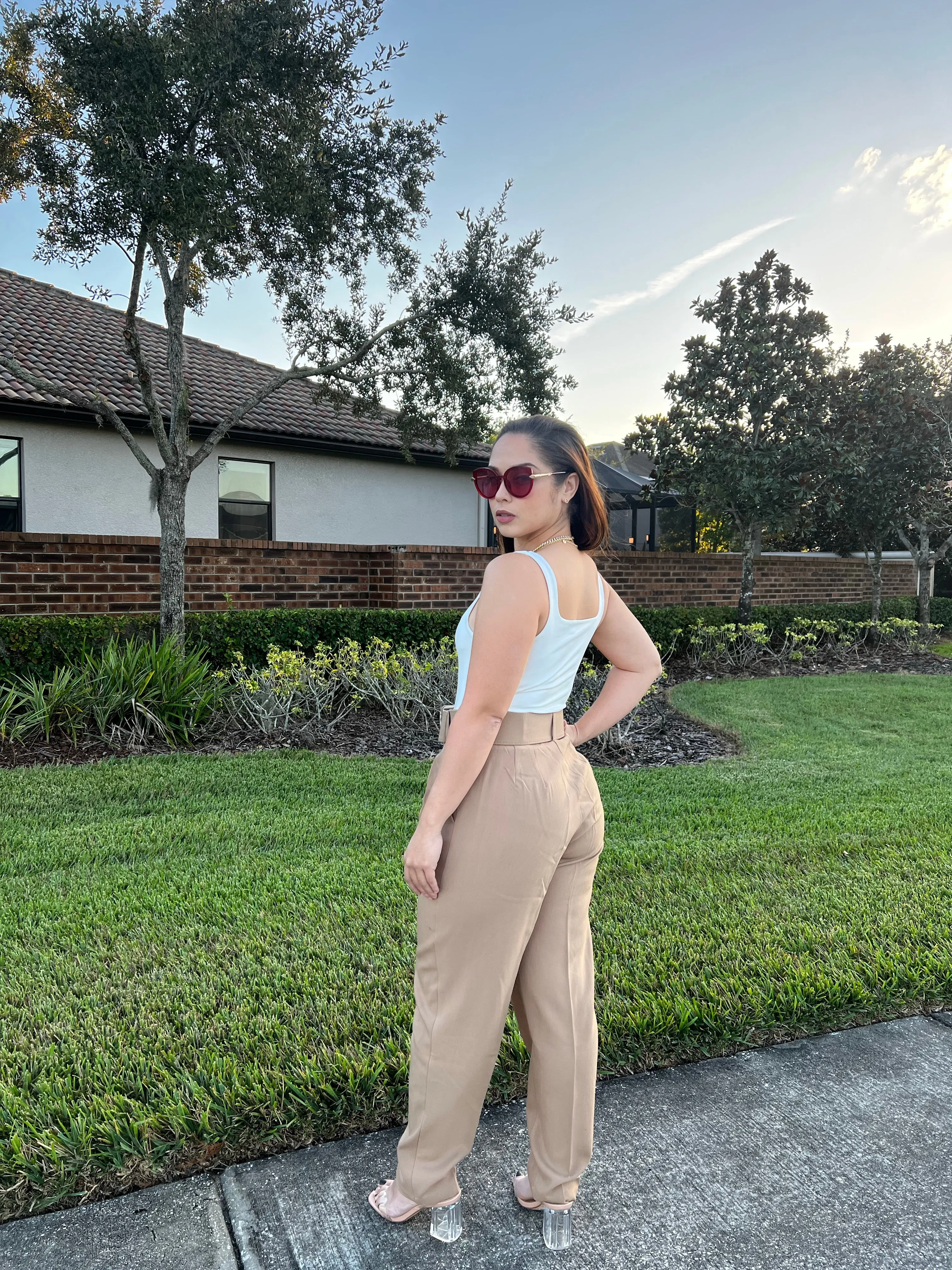 High Waisted Belted Pants