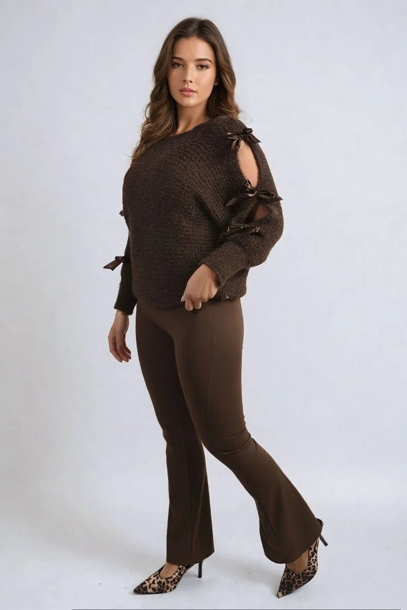 High Waisted Flare Leg Trouser
