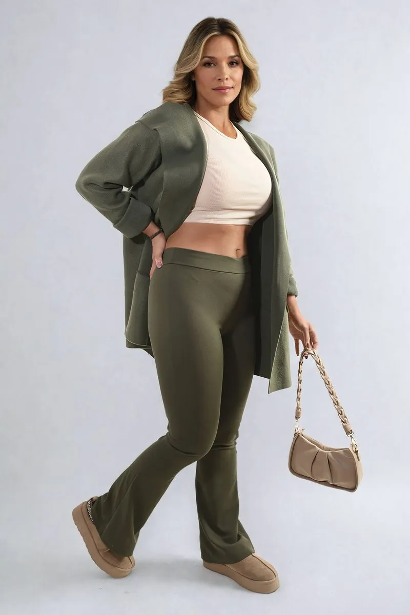High Waisted Flare Leg Trouser