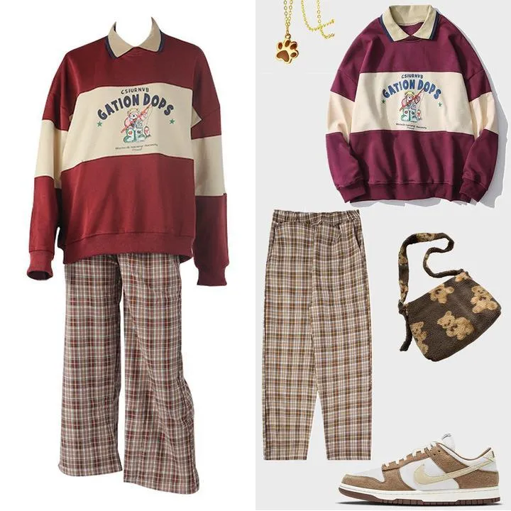 High-waisted Stripe Vintage Pants