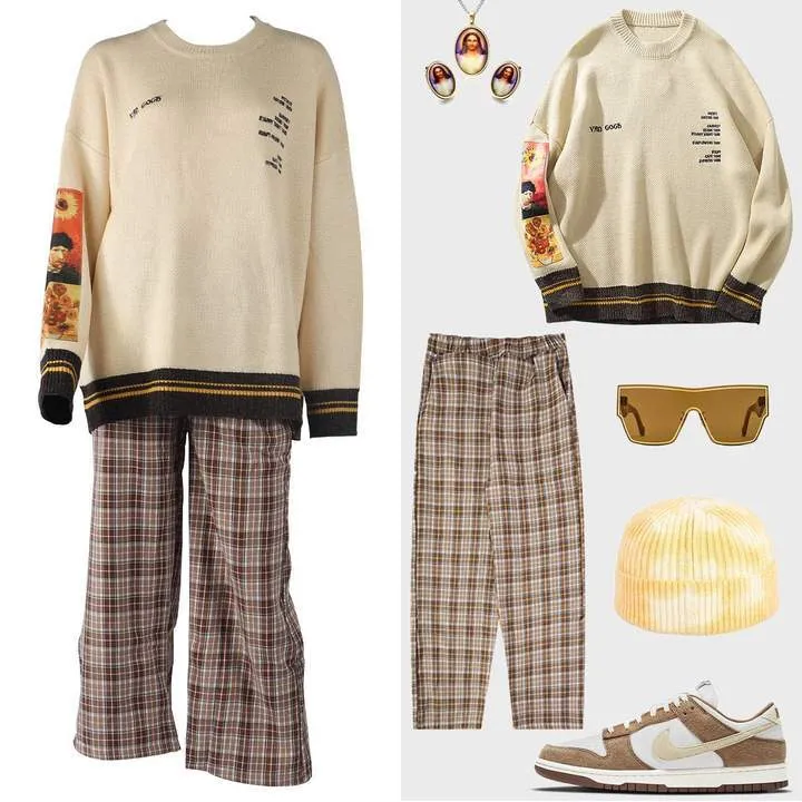 High-waisted Stripe Vintage Pants