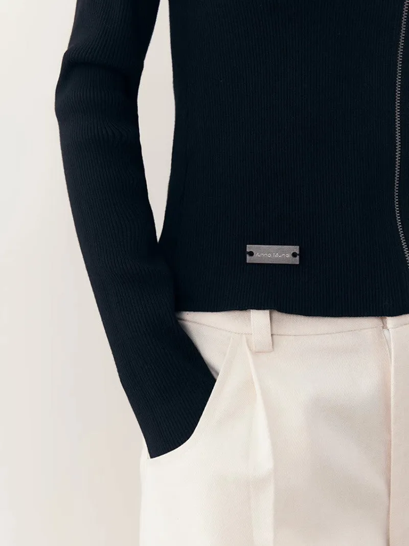 Hoodie Zip Casual Slim Simple Knit