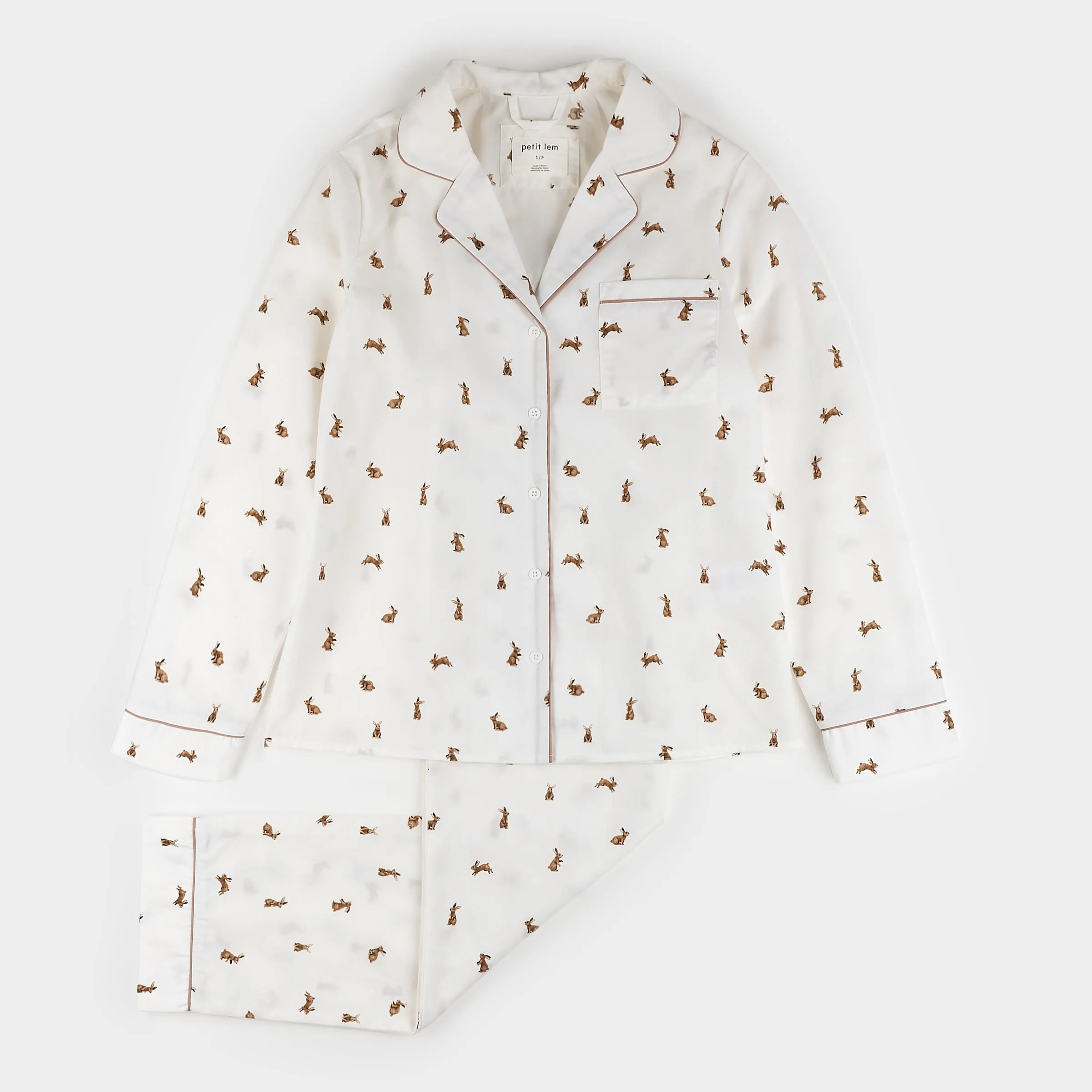 Hoppy Bunnies on Poplin Women's PJ Set